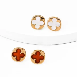 Clover Button Amulet Earrings in Sterling Silver