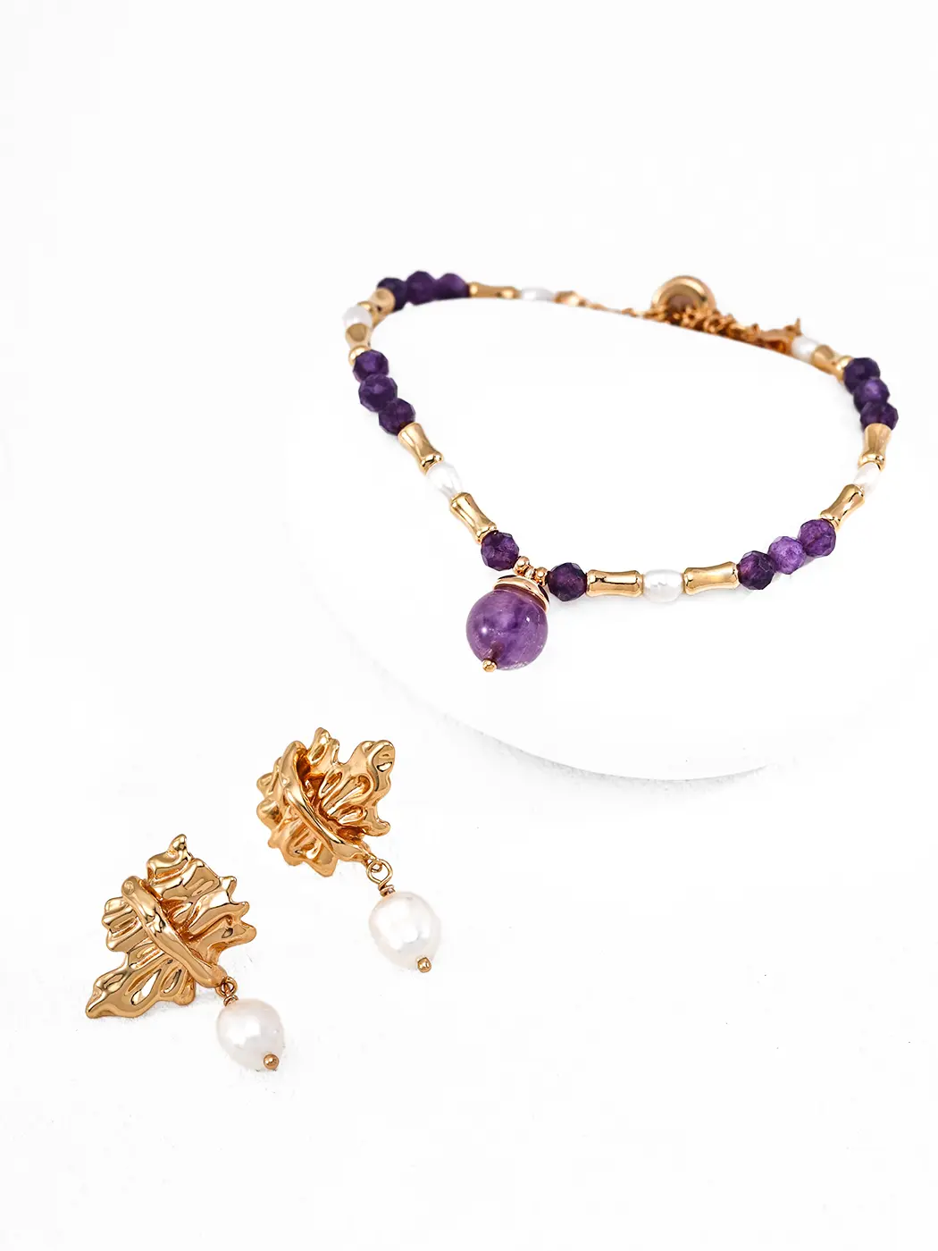 Ruffled Tear Pearl Earrings in Sterling Silver - Image 4