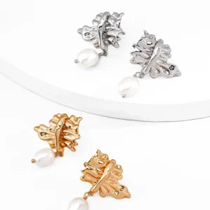 Ruffled Tear Pearl Earrings in Sterling Silver