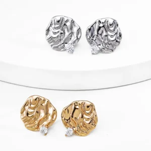 Moonlake Shimmer Studs Ripple Silver Earrings