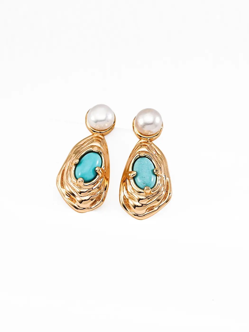 Ocean Cradle Pearl Studs in Sterling Silver