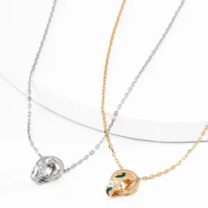 Duo Bond Zircon Necklacein Sterling Silver