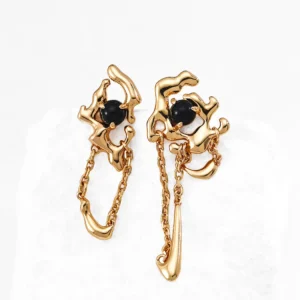 Volcanic Onyx Chain Earrings in Sterling Silver