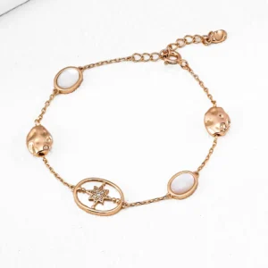 Stellar Motif Shell Bracelet in Sterling Silver with CZ