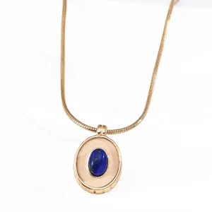 Lapis Kernel Pendant Necklace in Sterling Silver