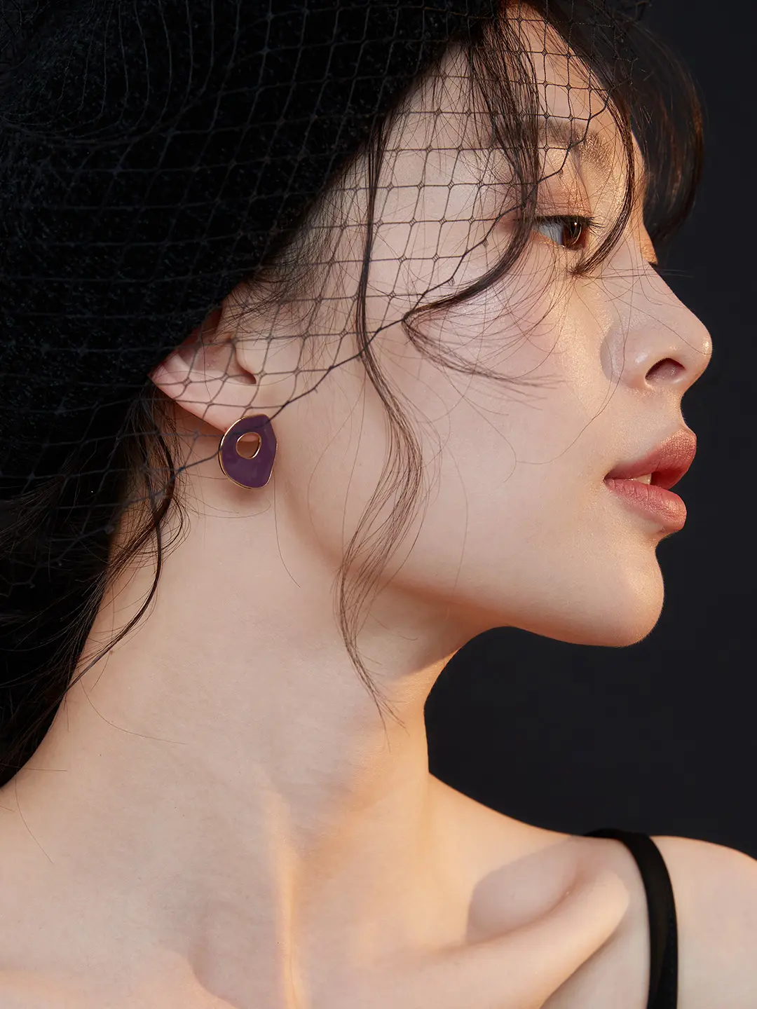 Negative Space Stud Enamel Earring in Sterling Silver - Image 4