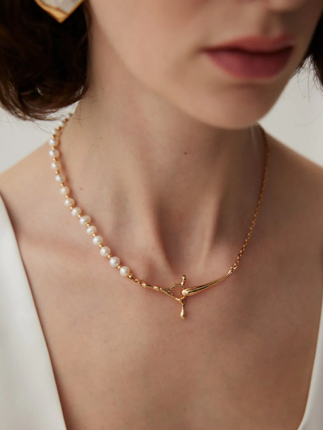 Waveform Pearl Necklace Sterling Silver - Image 2