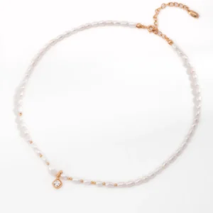 Graceful Charm Pearl Necklace in Sterling Sliver