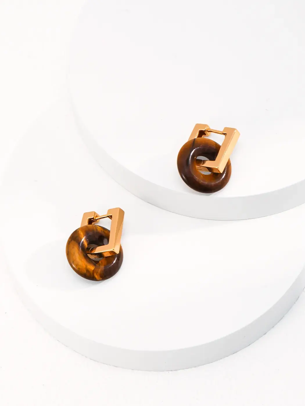 Tiger Eye Clasp Drops Sterling Silver Earrings