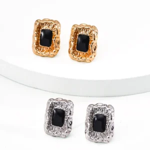 Lava Frame Enamel Studs Sterling Silver Earrings