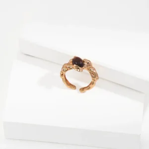 Natural Tiger Eye Ring in Sterling Silver 18K Gold