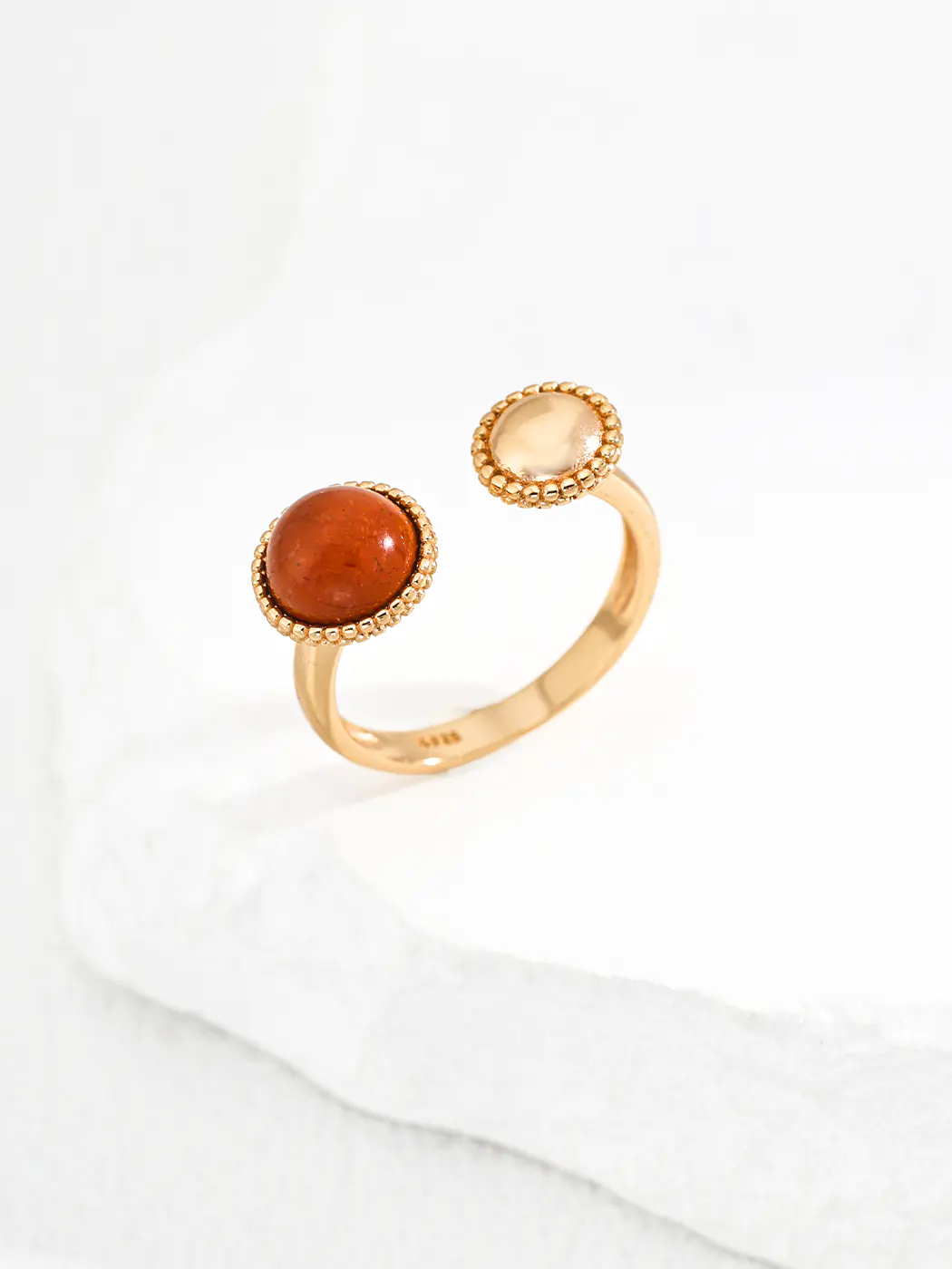 Minimalist Red Stone Open Ring