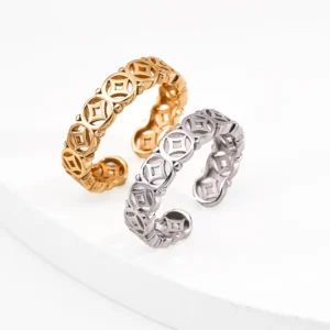 Lucky Coin Ring in Sterling Silver Adjustable Band