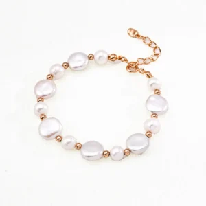 Baroque Pearl Bracelet – S925 Sterling Silver Vintage Gold