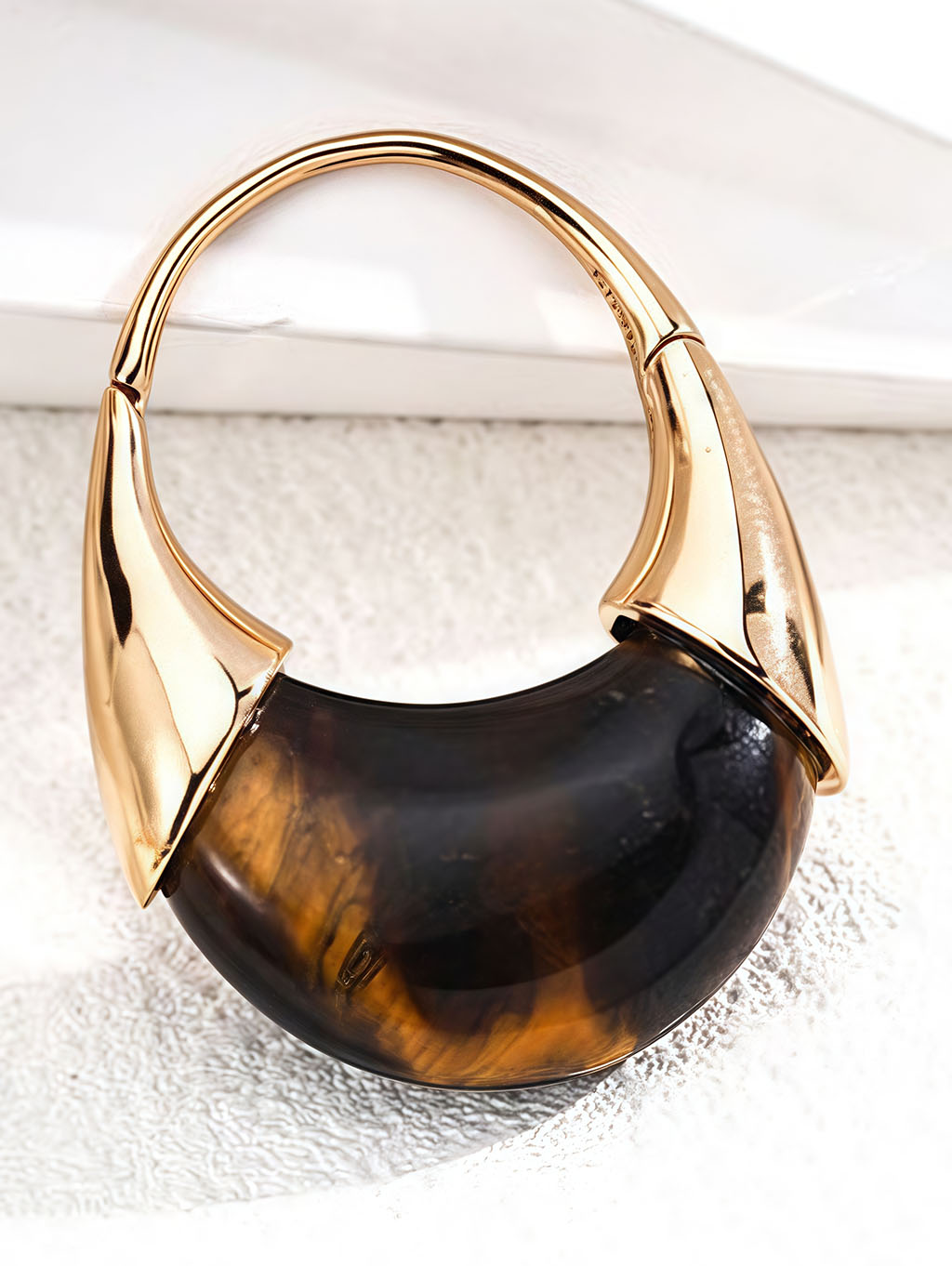 Crescent Claw Tiger Eye Hoops in Sterling Silver - Image 2