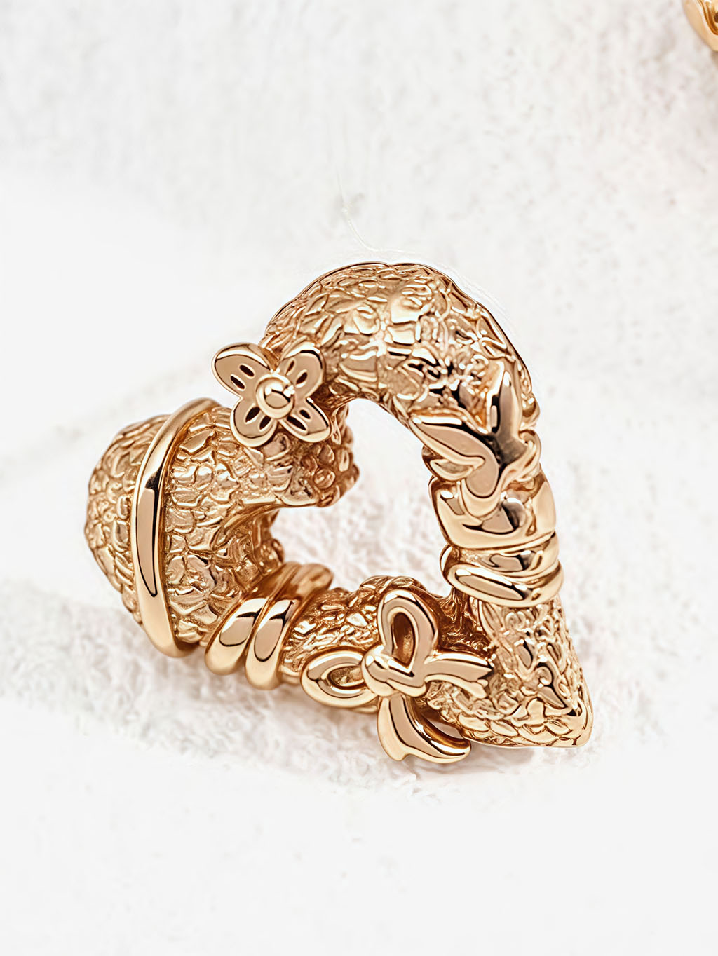 Romantic Heart Studs in Sterling Silver with 18K Gold - Image 2