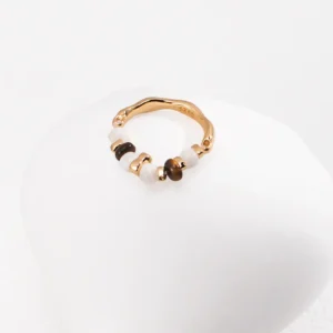 Tiger Eye Ring with Silver Shell in Sterling Silver